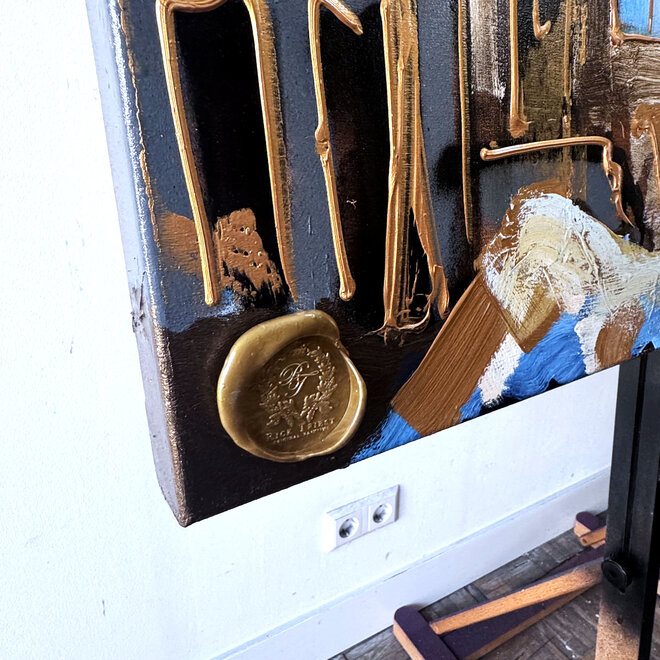 Painting- 100x150cm - Rick Triest - Amsterdam Herengracht -Sky Blue and Gold #1