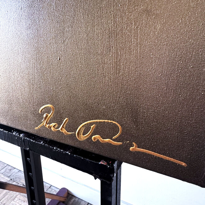 Painting  - 80x120 cm - Rick Triest -  XL delft tulp - crimson and bronze paint