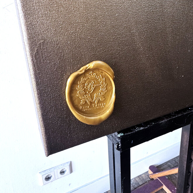 Painting  - 80x120 cm - Rick Triest -  XL delft tulp - crimson and bronze paint