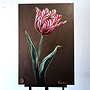 Schilderij - 80x120 cm - Rick Triest -  XL delft tulp - crimson and bronze paint