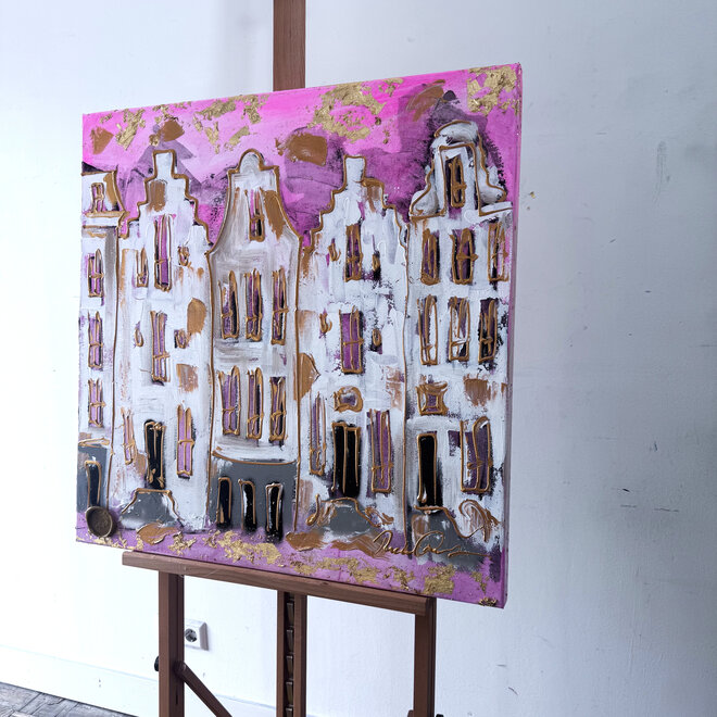 Painting - Rick Triest - 80x80 cm - Amsterdam Signature Gold Series - Blue & Gold # 229