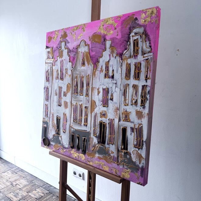 Painting - Rick Triest - 80x80 cm - Amsterdam Signature Gold Series - Blue & Gold # 229