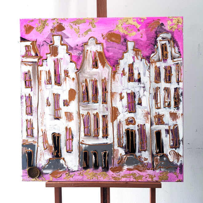 Painting- 80x80 cm - Amsterdam Signature Gold Series - Blue & Gold # 229