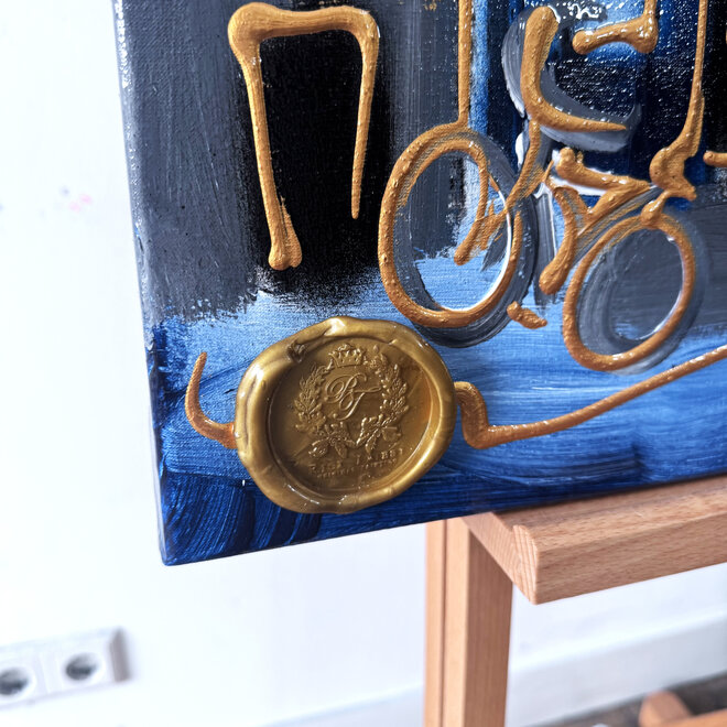 Painting - Rick Triest - 80x80 cm - Amsterdam Signature Gold Series - Blue & Gold # 228