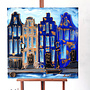 Schilderij- Rick Triest - 80x80 cm  - Amsterdam Signature Gold Series - Blue & Gold # 227