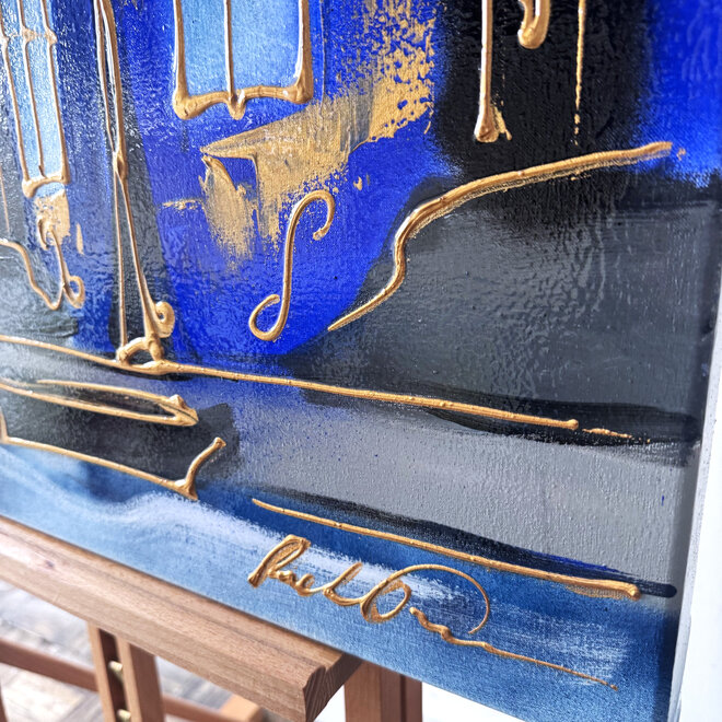 Painting - Rick Triest - 80x80 cm - Amsterdam Signature Gold Series - Blue & Gold # 227