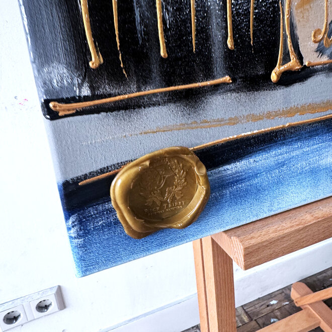 Painting - Rick Triest - 80x80 cm - Amsterdam Signature Gold Series - Blue & Gold # 227