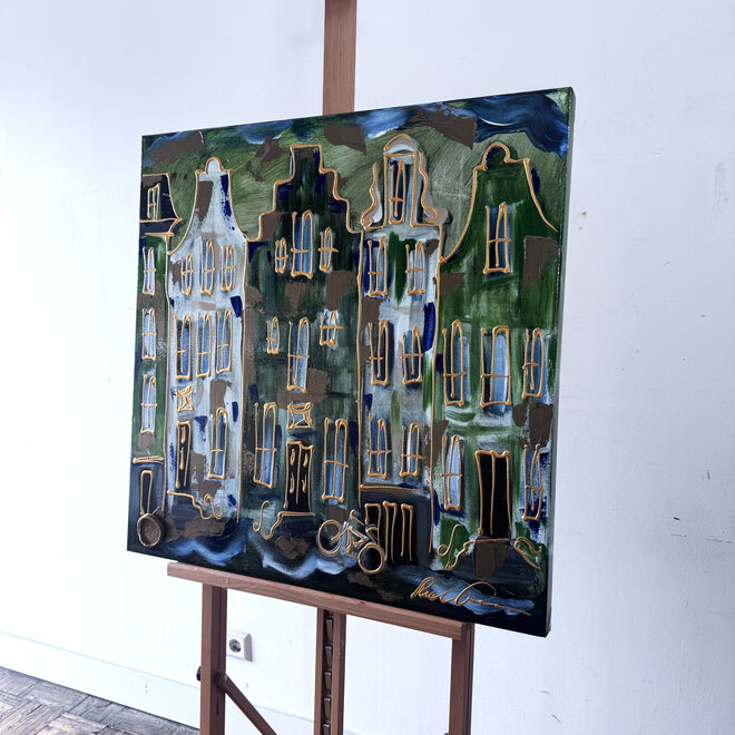 Painting - Rick Triest - 80x80 cm - Amsterdam Signature Gold Series - Blue & Gold # 226