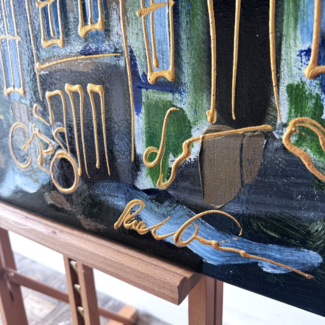 Painting - Rick Triest - 80x80 cm - Amsterdam Signature Gold Series - Blue & Gold # 226
