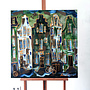 Schilderij- Rick Triest - 80x80 cm  - Amsterdam Signature Gold Series - Blue & Gold # 226