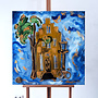 Schilderij- Rick Triest - 80x80 cm  - Amsterdam Signature Gold Series - Blue & Gold # 225