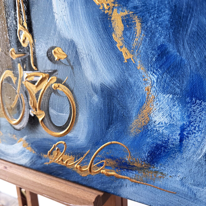 Painting - Rick Triest - 80x80 cm - Amsterdam Signature Gold Series - Blue & Gold # 225