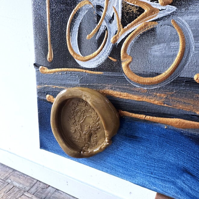 Schilderij- Rick Triest - 80x80 cm  - Amsterdam Signature Gold Series - Blue & Gold # 224