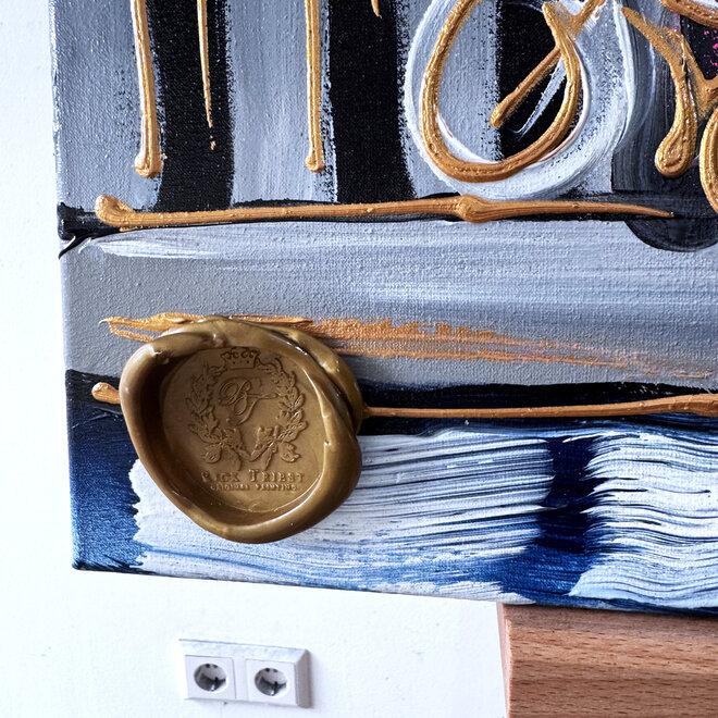Painting - Rick Triest - 80x80 cm - Amsterdam Signature Gold Series - Blue & Gold # 222