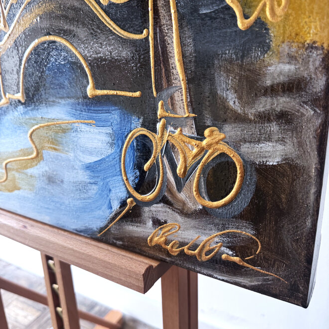 Painting - Rick Triest - 80x80 cm - Amsterdam Signature Gold Series - Blue & Gold # 230