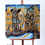 Schilderij- Rick Triest - 80x80 cm  - Amsterdam Signature Gold Series - Blue & Gold # 230