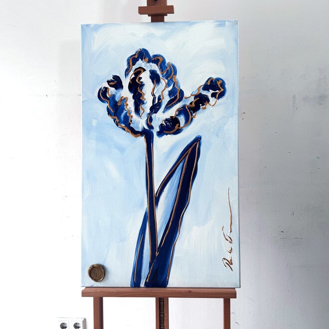 Schilderij - 60 x100 cm - Tulpenmanie - Inspired by Dutch masters - Hollands Delfts Blauw #12
