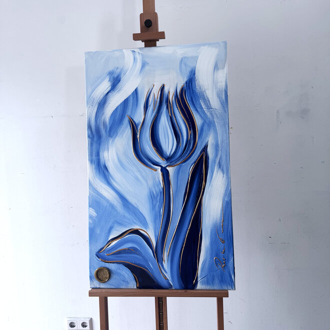 Painting  - 60x100 cm -Rick Triest - Tulip mania - Inspired by Dutch masters - Hollands Delfts Blauw #14