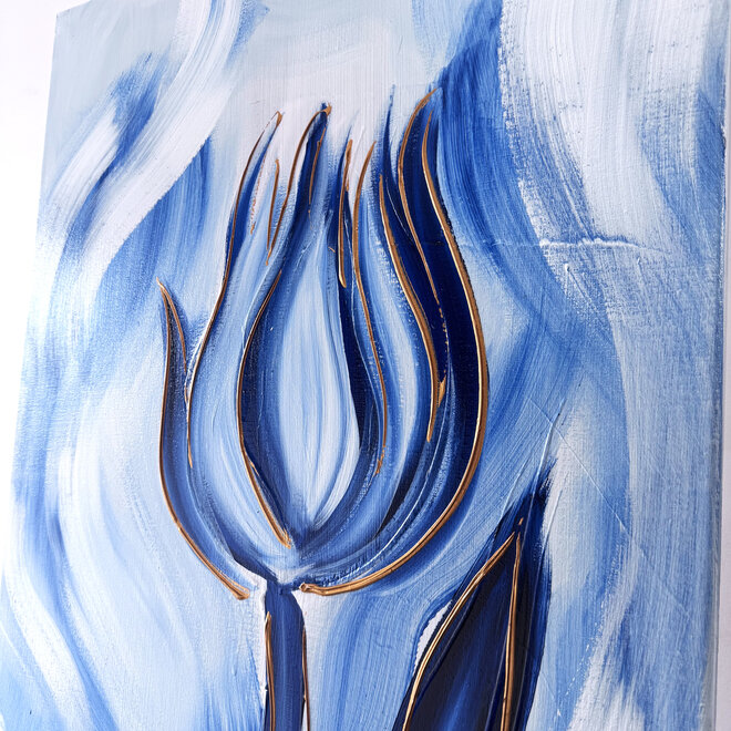Painting  - 60x100 cm -Rick Triest - Tulip mania - Inspired by Dutch masters - Hollands Delfts Blauw #14
