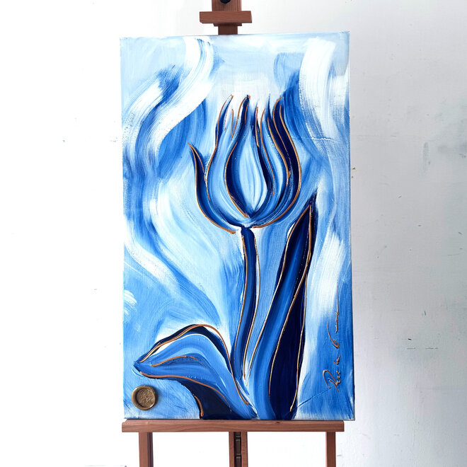 Painting  - 60x100 cm -Rick Triest - Tulip mania - Inspired by Dutch masters - Hollands Delfts Blauw #14