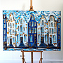 Painting - Rick Triest - 100x150 cm - Amsterdam Signature Gold Series - Prinsengracht - Blue & Gold # 1241