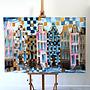 Painting - Rick Triest - 100x150 cm - Amsterdam Signature Gold Series - Prinsengracht - Blue & Gold # 1242