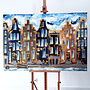 Painting - Rick Triest - 100x150 cm - Amsterdam Signature Gold Series - Prinsengracht - Blue & Gold # 1245