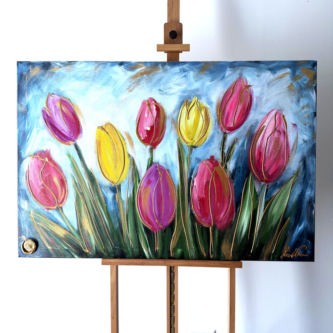 Schilderij -80x120 cm - Tulpenmanie - Contemporary tulip composition #6