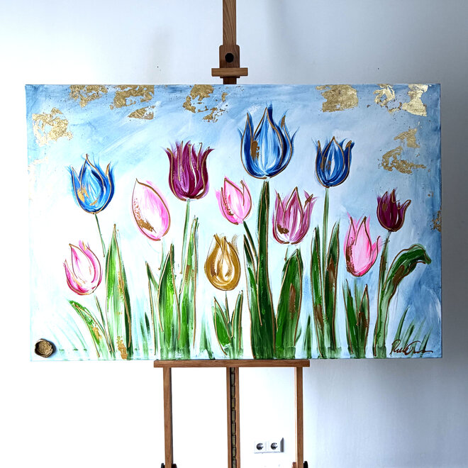 Schilderij - 100x150 cm - Tulpenmanie - Hollandse tulpen #21