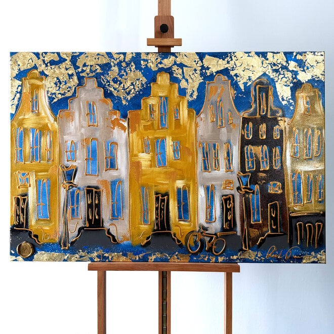 Schilderij- 80x120x2,5 cm -Amsterdam starry night