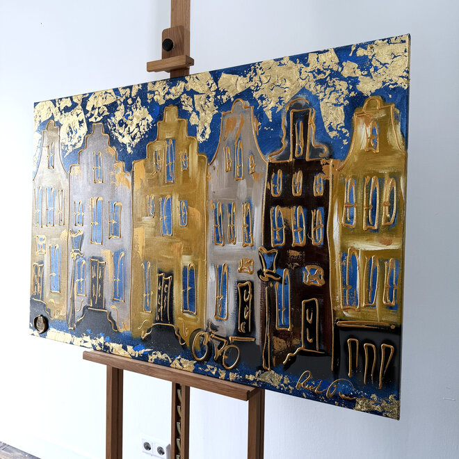 Schilderij- 80x120x2,5 cm - Rick Triest -Amsterdam starry night