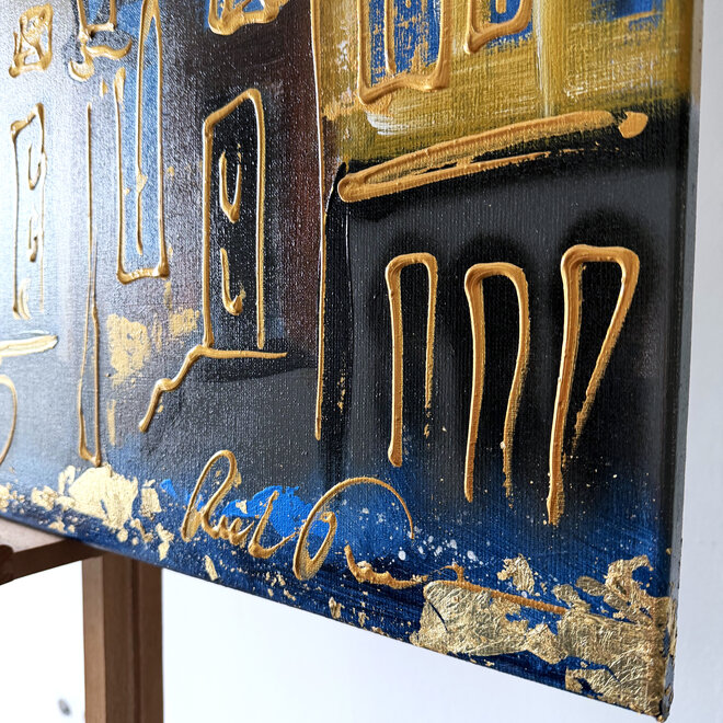 Painting- 80x120x2,5 cm - Rick Triest  -Amsterdamstarry night