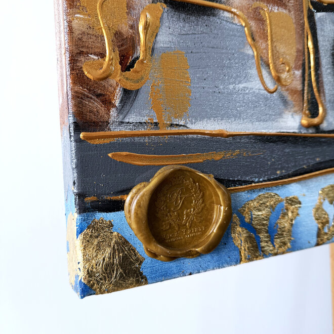 Schilderij- 80x120x4,5 cm - Rick Triest - Amsterdam Herengracht - Blue & Gold #156