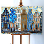 Painting- 80x120x4,5 cm - Rick Triest - Amsterdam Herengracht - Blue & Gold #158