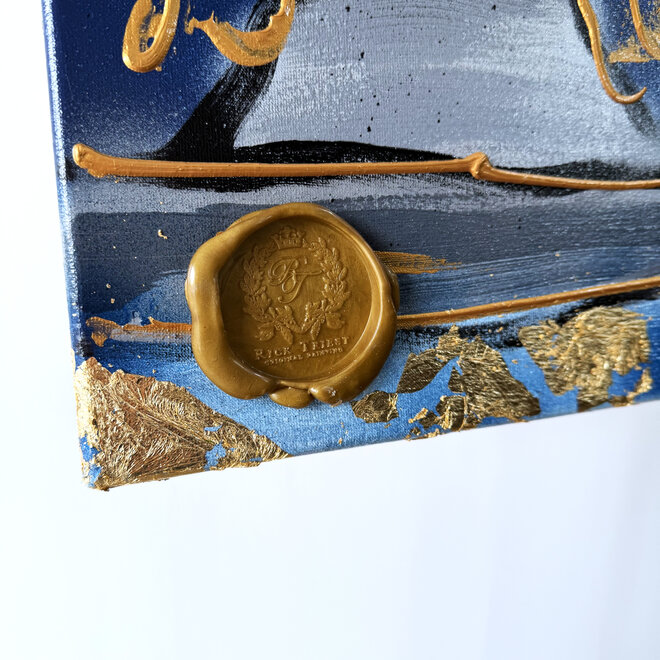 Schilderij- 80x120x4,5 cm - Rick Triest - Amsterdam Herengracht - Blue & Gold #158