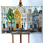 Schilderij- 80x120x4,5 cm - Rick Triest - Amsterdam Herengracht - Blue & Gold #159
