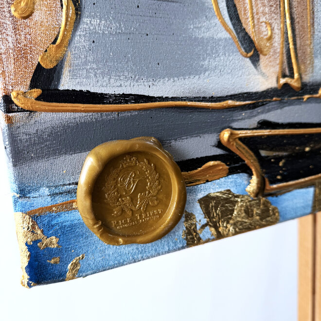 Painting- 80x120x4,5 cm - Rick Triest - Amsterdam Herengracht - Blue & Gold #159