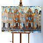 Painting- 80x120x4,5 cm - Rick Triest - Amsterdam Herengracht - Blue & Gold #161