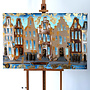 Painting- 80x120x4,5 cm - Rick Triest - Amsterdam Herengracht - Blue & Gold #162