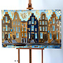 Schilderij- 80x120x4,5 cm - Rick Triest - Amsterdam Herengracht - Blue & Gold #165