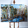 Painting - Rick Triest - 100x150 cm - Amsterdam Signature Gold Series - Prinsengracht - Blue & Gold # 1247