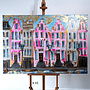 Painting - Rick Triest - 100x150 cm - Amsterdam Signature Gold Series - Prinsengracht - Blue & Gold # 1252