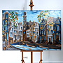 Painting - Rick Triest - 100x150 cm - Amsterdam Signature Gold Series - Prinsengracht - Blue & Gold # 1253- Westertoren