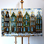 Painting- 100x150cm - Rick Triest - Amsterdam Herengracht -Sky Blue and Gold #2