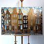 Schilderij- 100x150cm - Rick Triest - Amsterdam Herengracht -Sky Blue and Gold #3