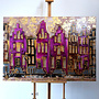 Painting- 100x150cm - Rick Triest - Amsterdam Herengracht -Sky Blue and Gold #5