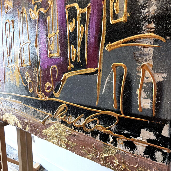 Schilderij- 100x150cm - Rick Triest - Amsterdam Herengracht -Sky Blue and Gold #5
