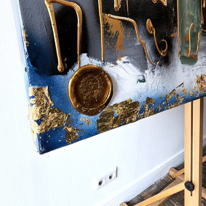 Painting- 100x150cm - Rick Triest - Amsterdam Herengracht -Sky Blue and Gold #6