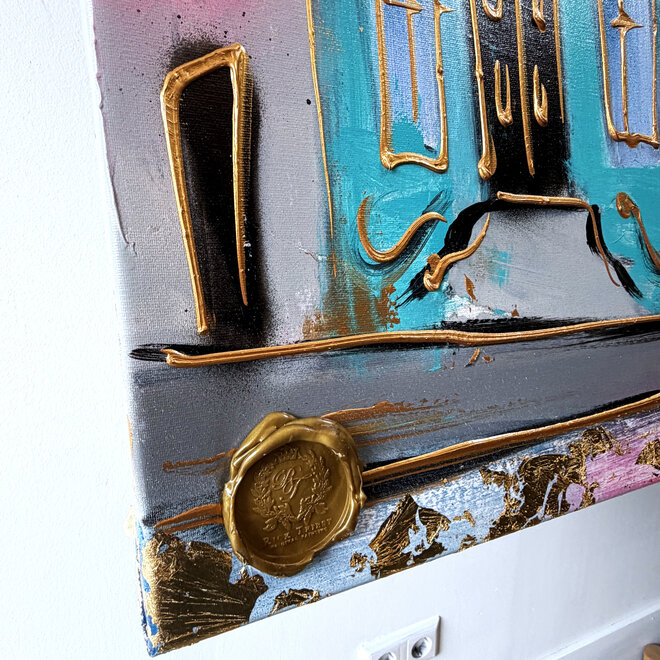 Painting- 100x150cm - Rick Triest - Amsterdam Herengracht -Sky Blue and Gold #7