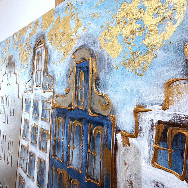 Painting- 100x150cm - Rick Triest - Amsterdam Herengracht -Sky Blue and Gold #7 - Copy